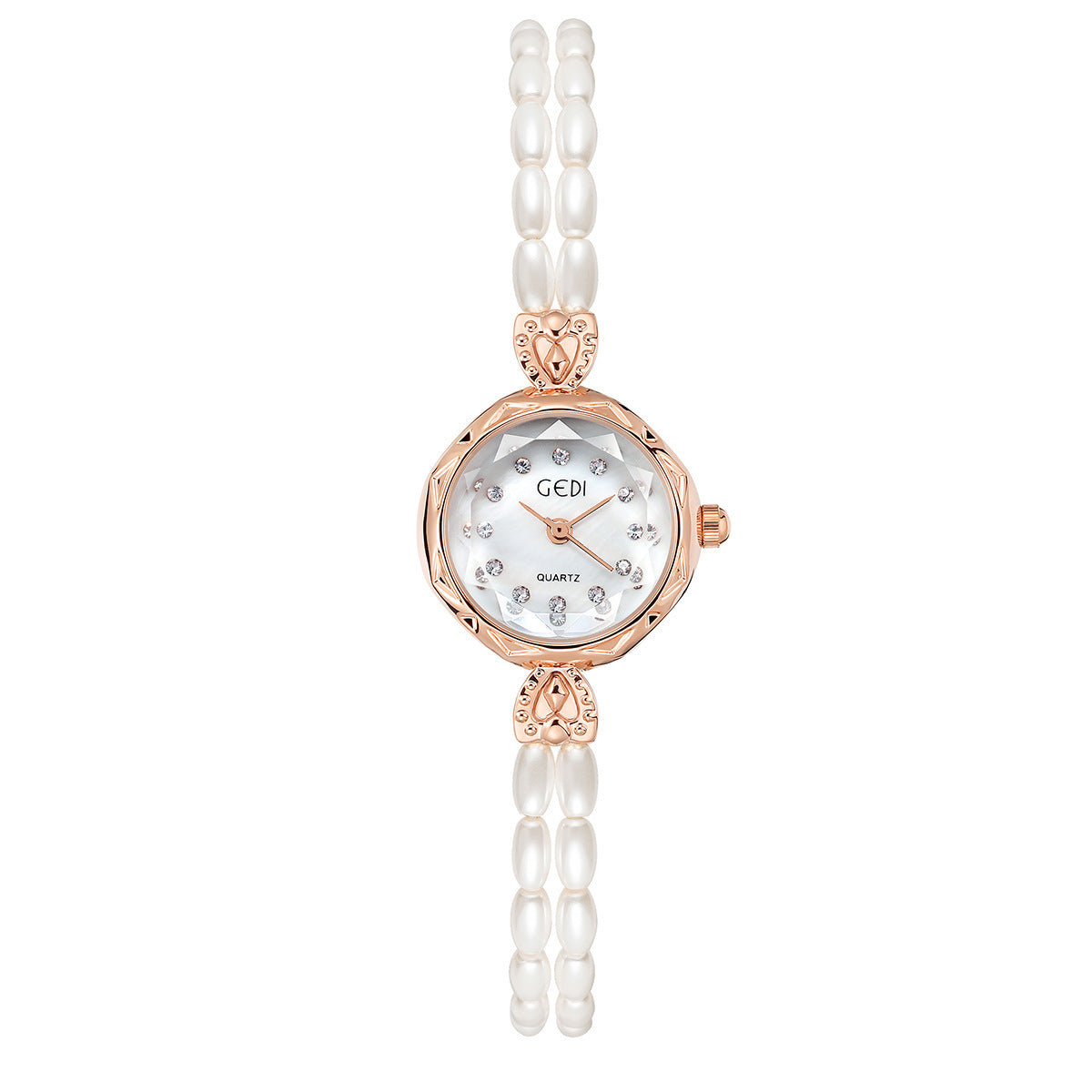 Reloj con correa de perlas, creativo y ligeramente lujoso para mujer