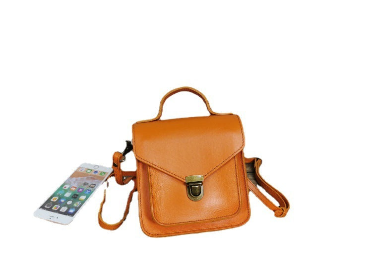 Vegetable Tanned Tree Cream Literary Women's Leather Messenger Bag