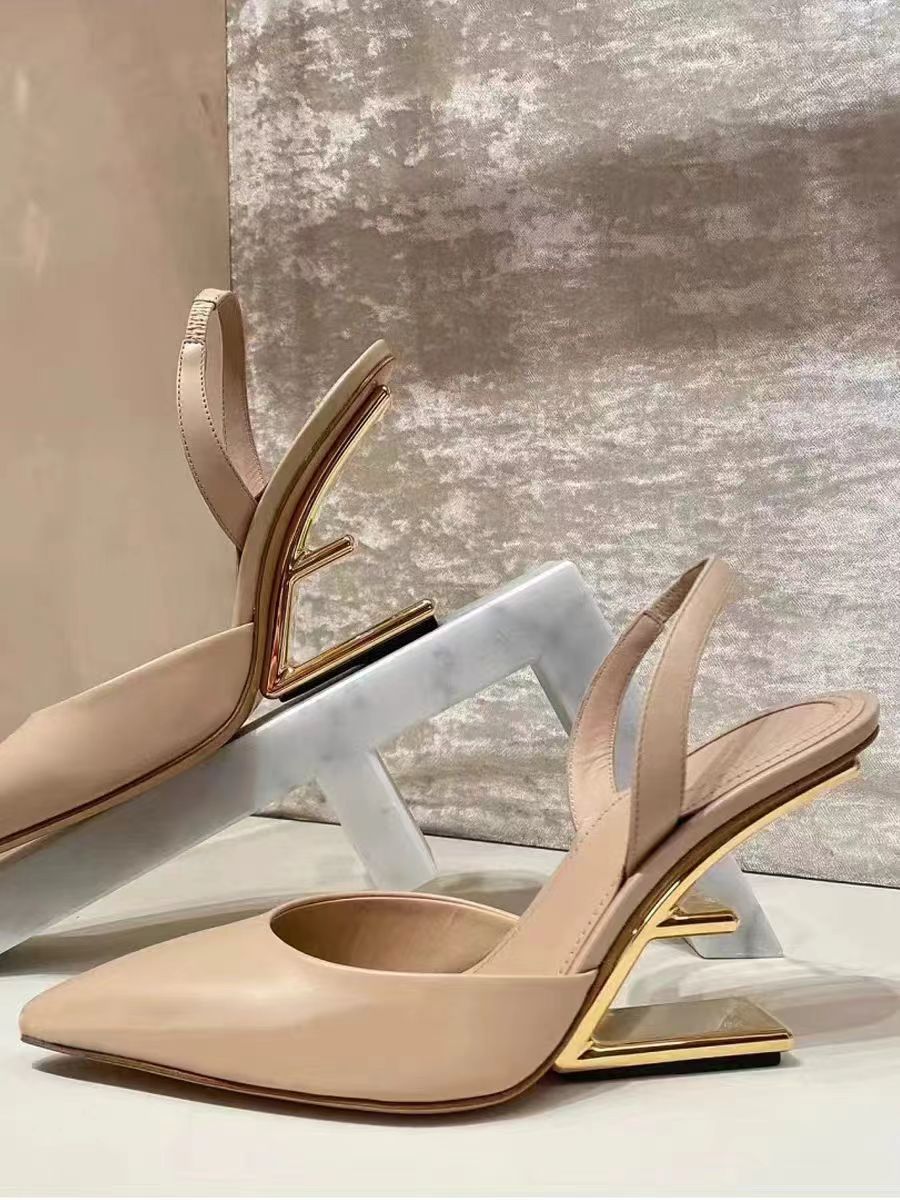 Solid Color Pointed Toe Toe Cap Hollow High Heel Sandals