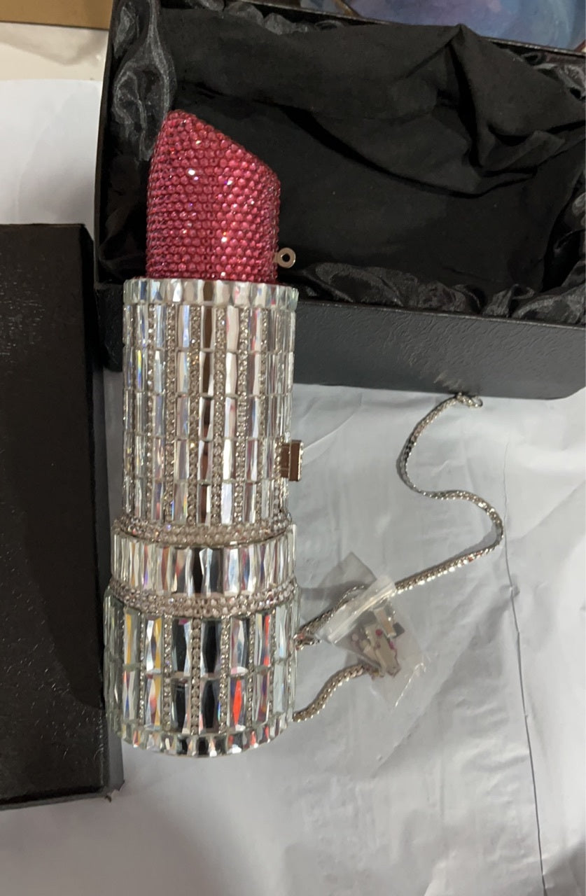 Handmade Metal Rhinestone Party Lipstick Clutch