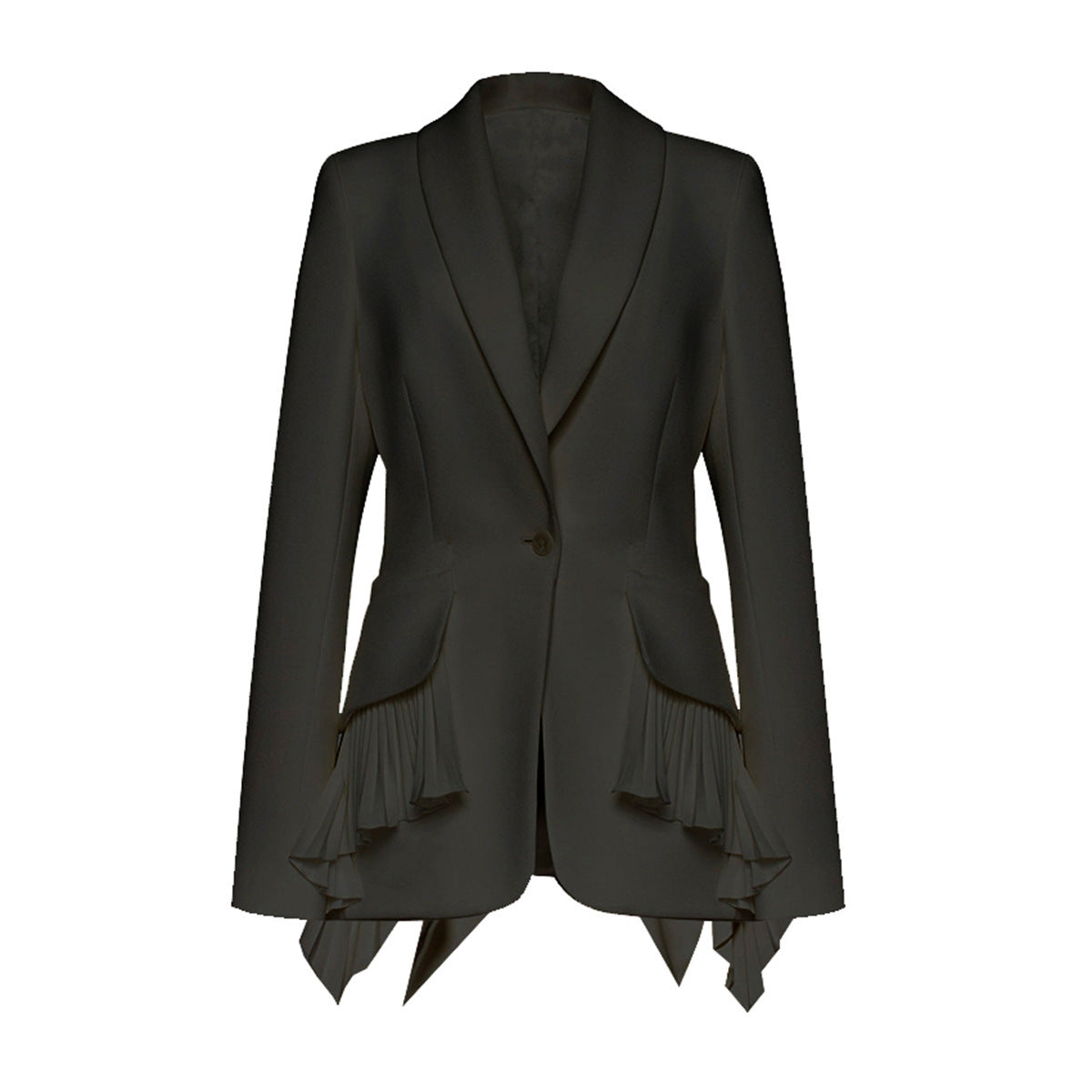 Women's Pleated Suit Jacket With Hem Stitching