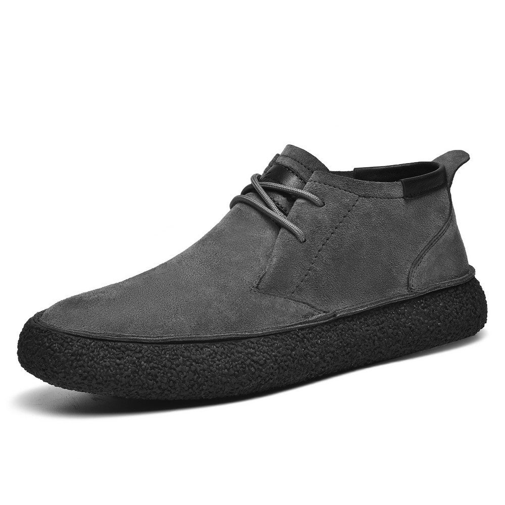 Matte Leather Mercerized Suede Leather Mid-top Board Shoes