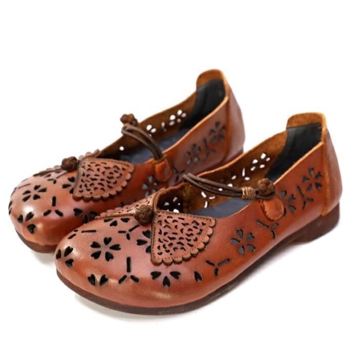 Buckle Ethnic Style Women's Shoes Hollow Breathable Flower Sandals