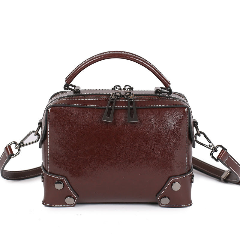 Oil Wax Pure Leather Women's Bag Shoulders