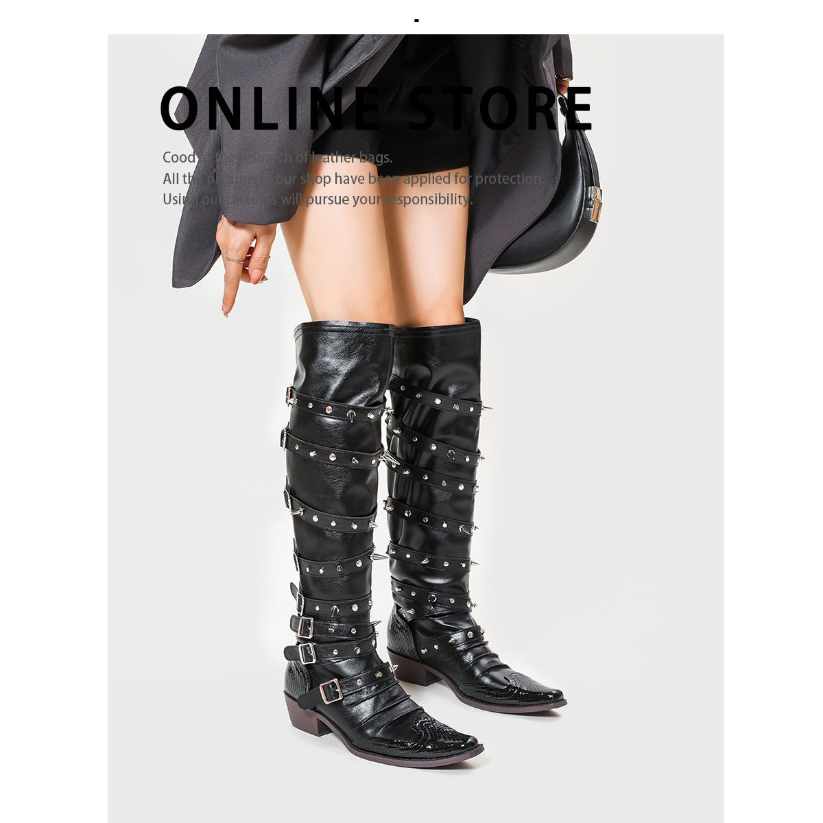 Punk Goth Wind Wide Tube Cowboy Boot Waste Soil Pointed-toe Boots Female