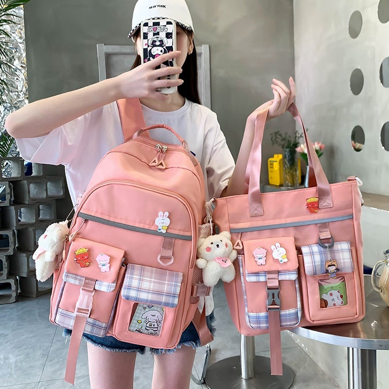 New Harajuku Cute Preppy Backpack Two Piece Set