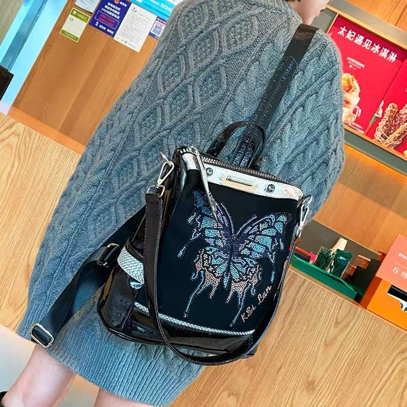 European Station Trendy Contrast Color Backpack Women