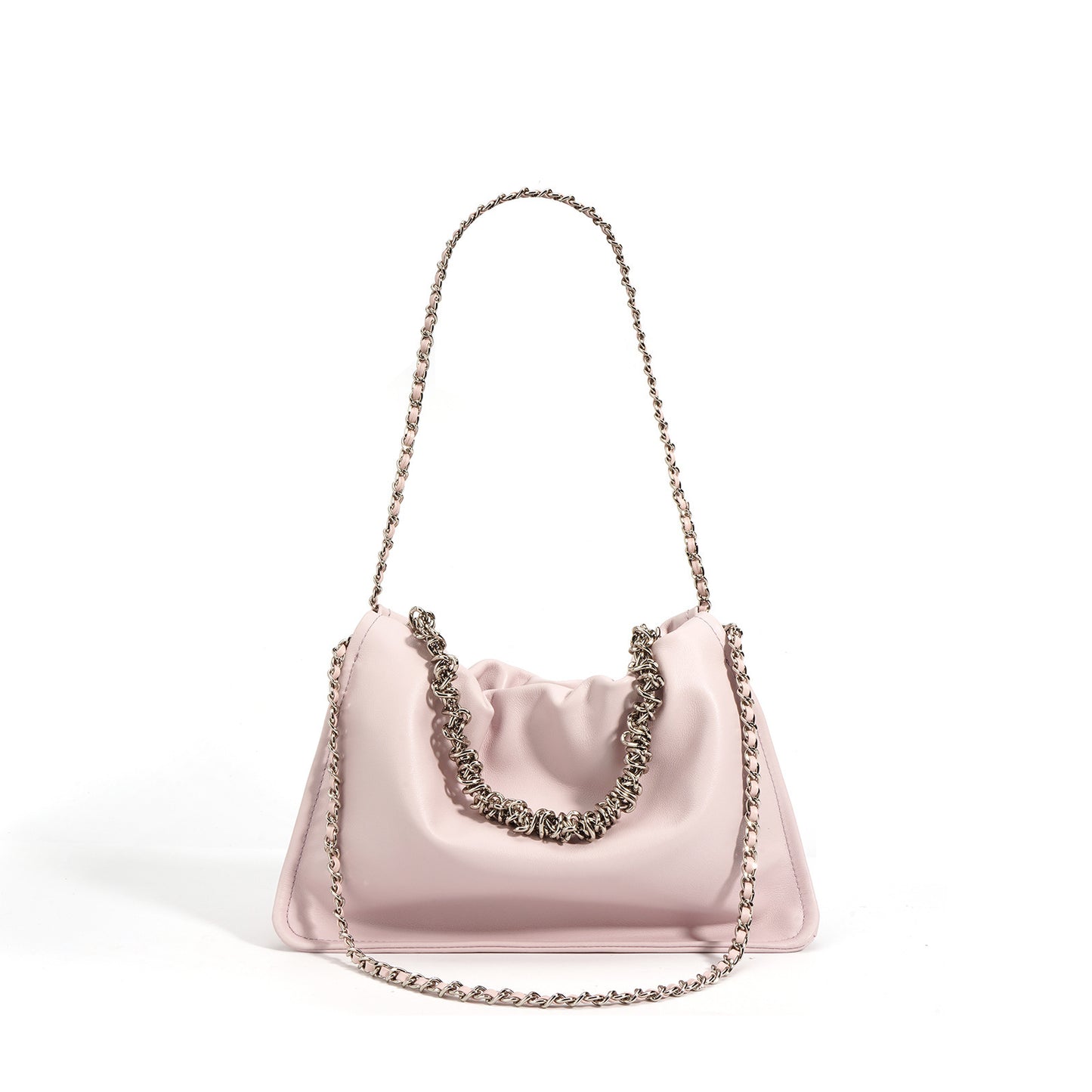 Design Genuine Leather Chain Pleated Cloud Bag