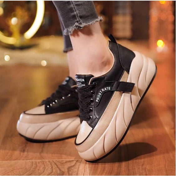 Women's Leather Low-top Shoes Retro New Versatile Sports Casual Shoes