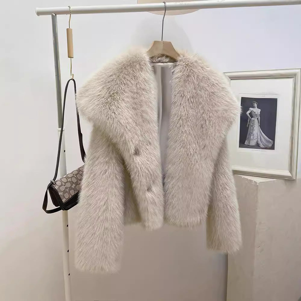 Women's Warm Big Collar Faux Fur Coat