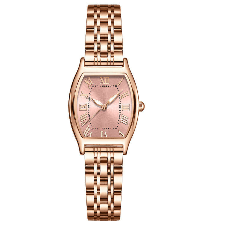 Reloj sencillo de acero en oro rosa para mujer