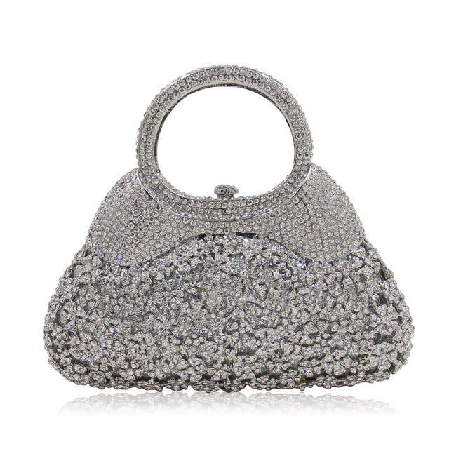 Bolso de noche para mujer hecho a mano con cristales calados y diamantes