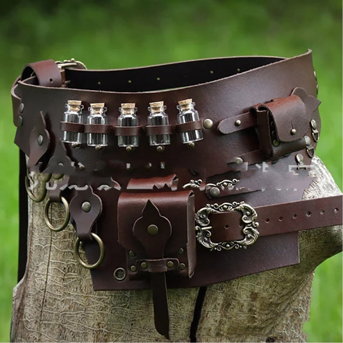 Leather Belt Waist Bag Hanging Pharmacy Bottle