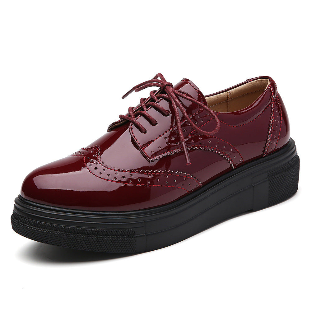 Chunqiu Patent Leather Thick Soled Pu Leather Women's Shoes