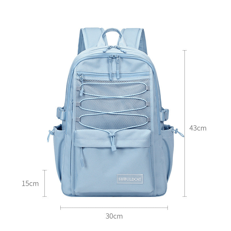 Korean Style Solid Color Simple Large Capacity Backpack