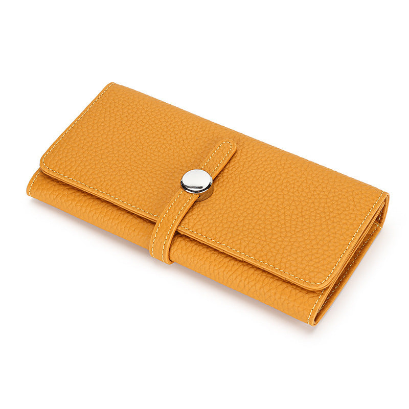 Women's Leather Long Wallet With Large Capacity Folding