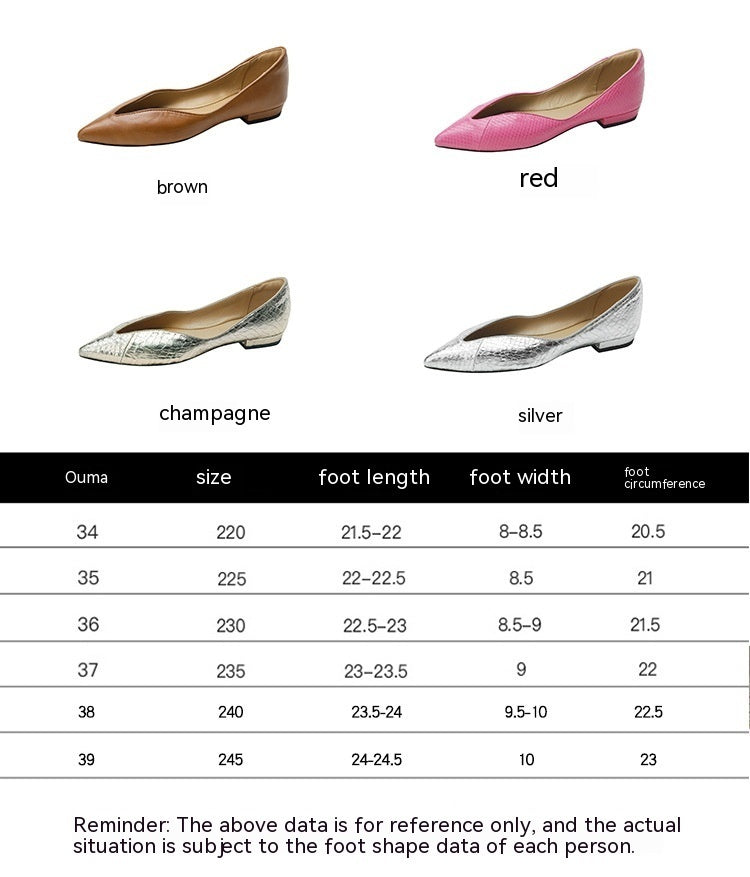 New Shallow Mouth French Pointed Flat Pumps Women