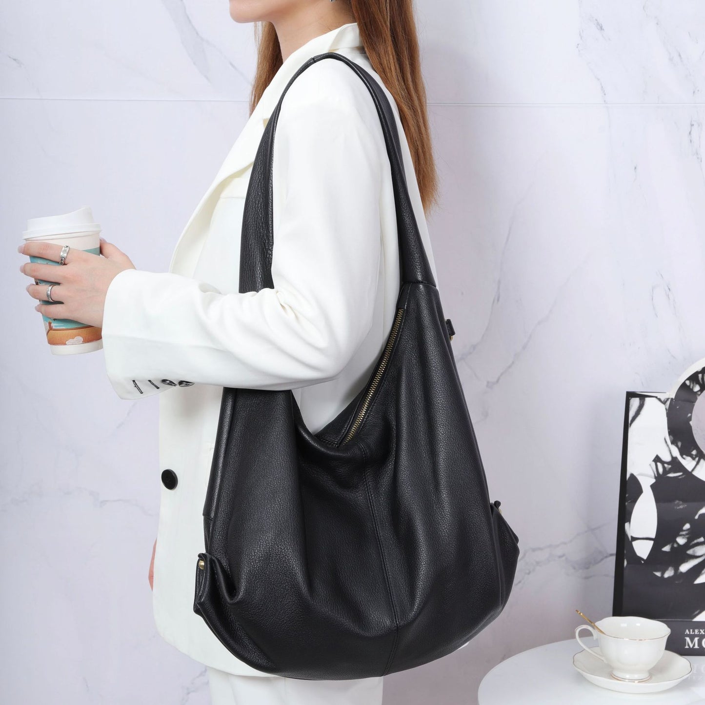 Korean Style Simple First Layer Cowhide Casual Bag