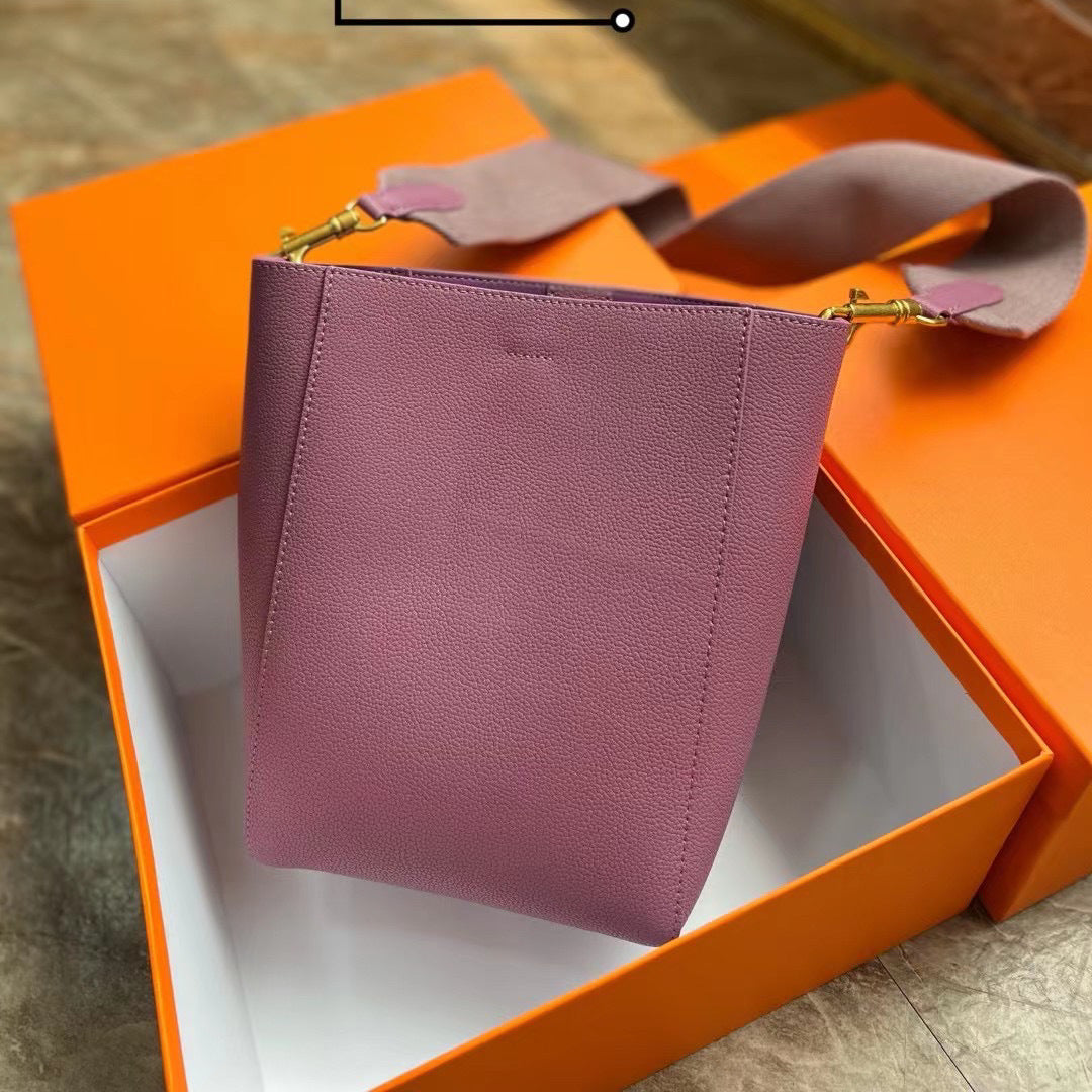 Bolso tipo cubo de un solo hombro, bandolera de piel para mujer