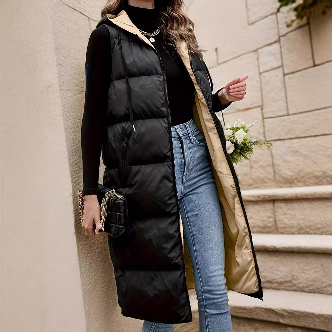 Sweat à capuche avec poche diagonale zippée et gilet à cordon de serrage