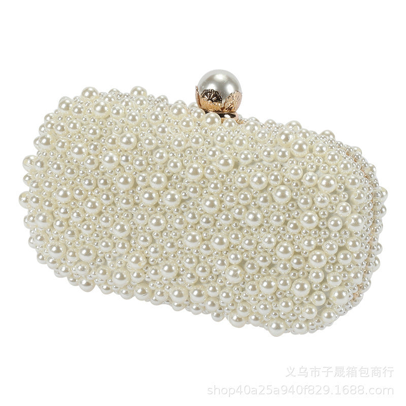 Women's Pearl Dinner Bag Soft Surface Lock Clutch