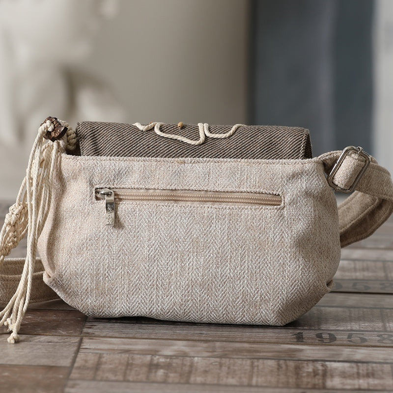 Ethnic Style Lightweight Crossbody Woven Canvas Women's Bag