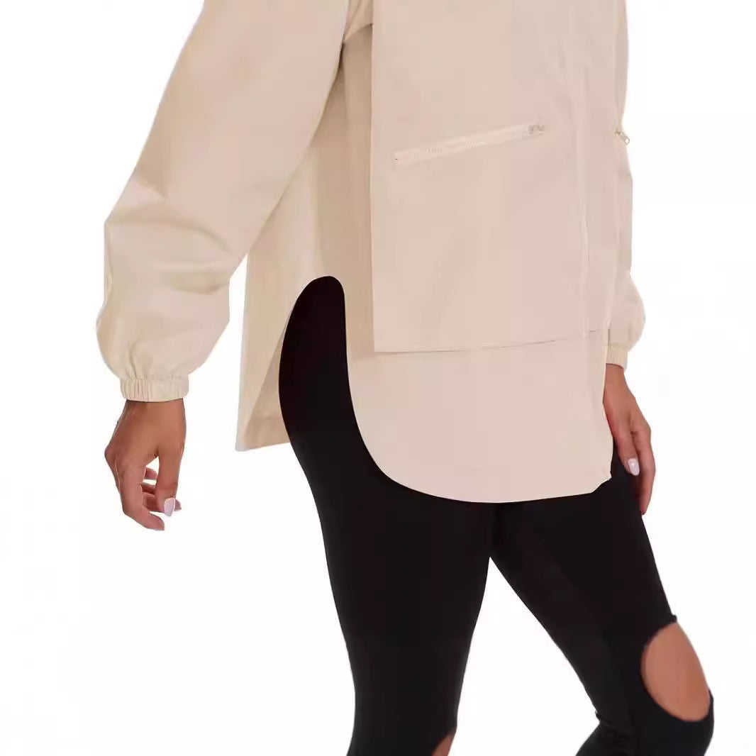 Chaqueta con capucha y cremallera de manga larga para mujer, gabardina, chaqueta informal