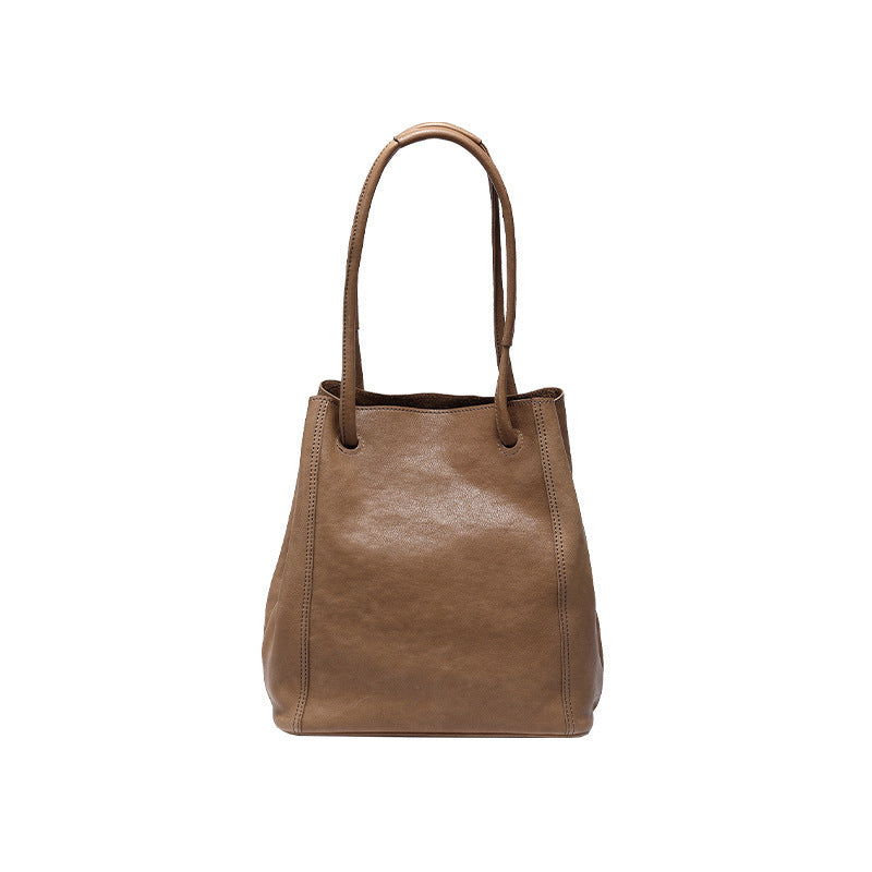 Soft Leather Bucket Bag Female Genuine Leather Crossbody