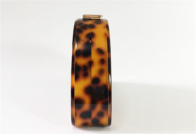 Leopard Print Semicircle Acrylic Clutch Women