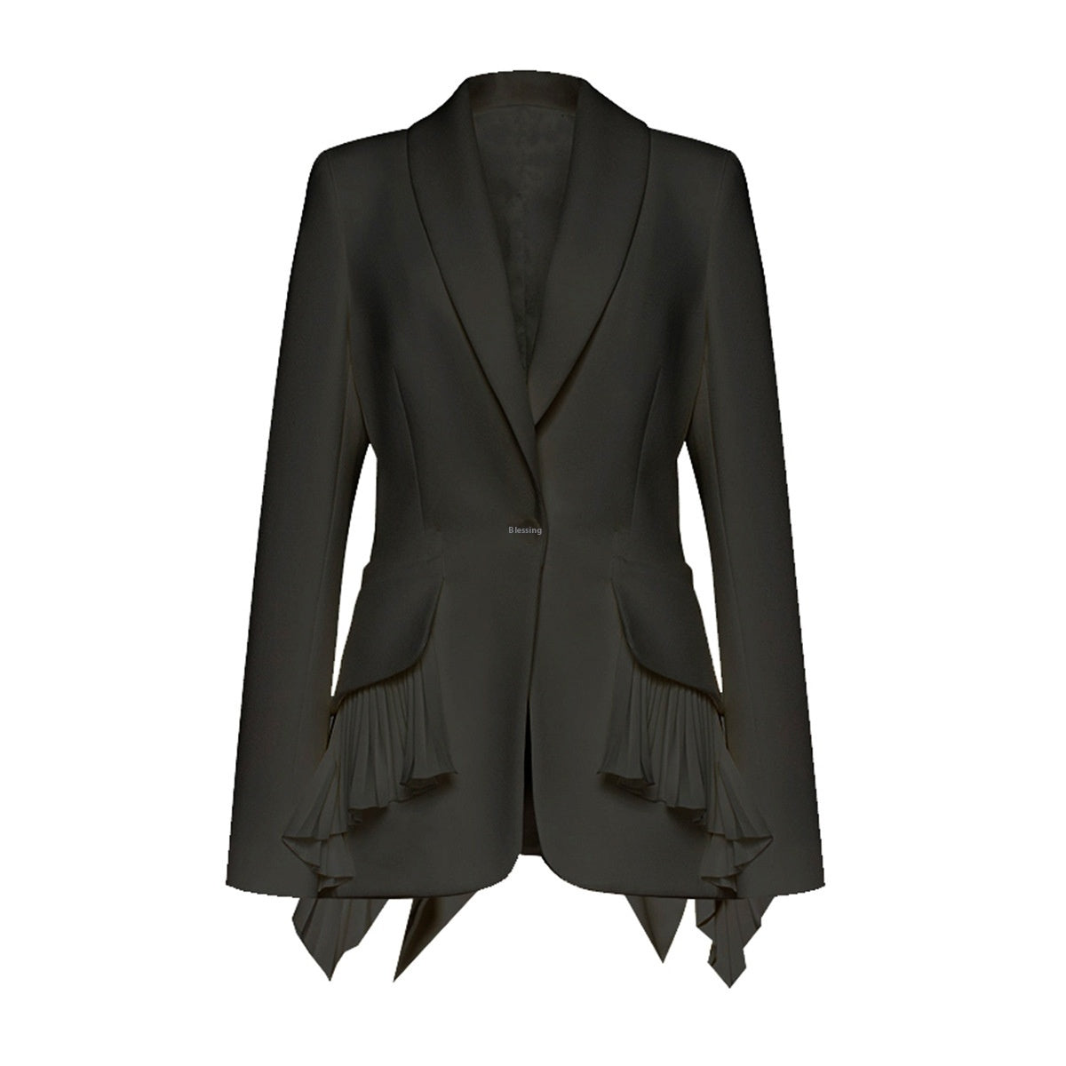 Women's Pleated Suit Jacket With Hem Stitching