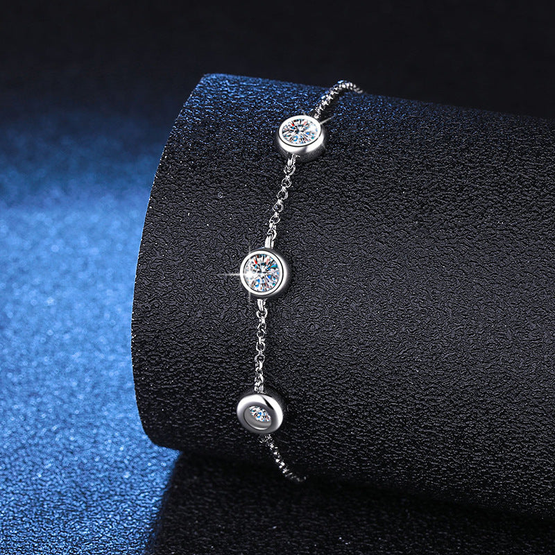 Pulsera de moissanita de plata esterlina S925 para mujer