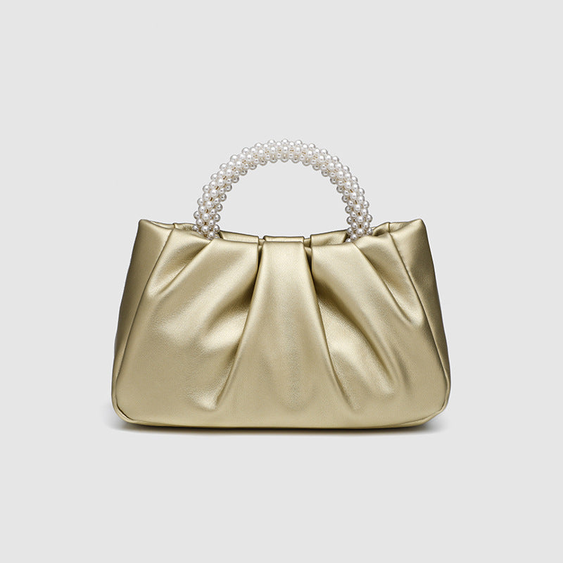 Bolso de mano dulce Maiden Pearl, bolso de mujer a la moda con pliegues, bandolera tipo nube, mini bolso