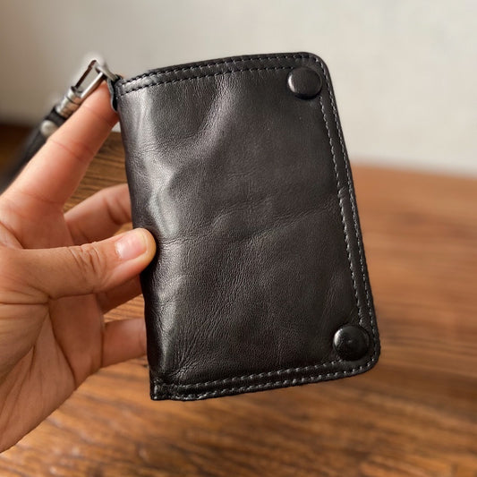 Pleated Youth Wallet Boys Short Leather Wallet