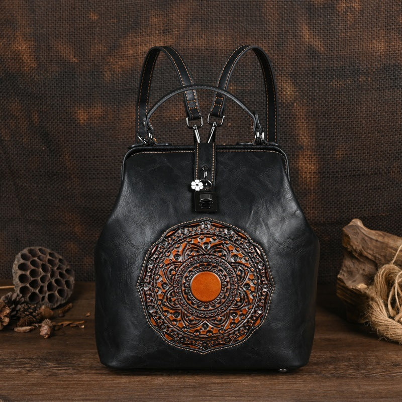 Leisure Travel Retro Embossing Women's Backpack