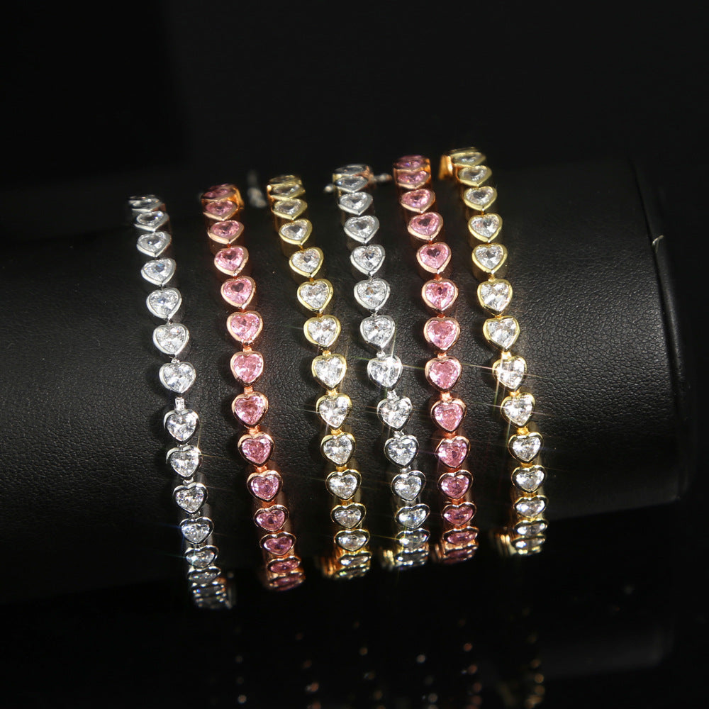 Heart-shaped Zircon Bracelet Hip Hop Ins Simple Niche Design Women's Bracelet