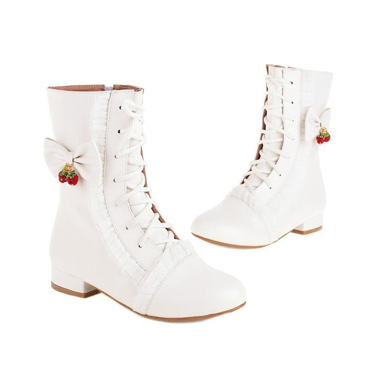 Botas planas con lazo y cordones para mujer Sweet Bow Darling