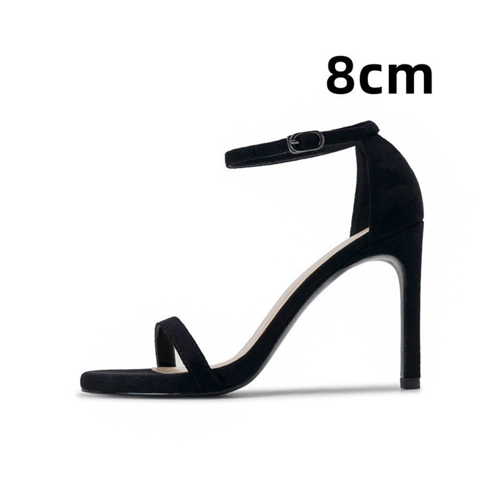 Women's Stiletto Heel Sandals With Buckle Strap