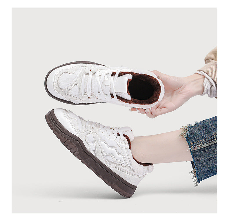 Shock-absorbing Wear-resistant Low-top Winter All-matching Casual Trendy Fleece-lined Women's Shoes