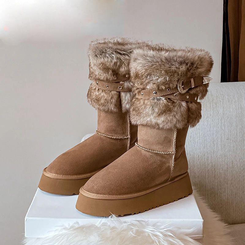 Northeast Snow Winter Fleece-lined Platform Cotton-padded Boots