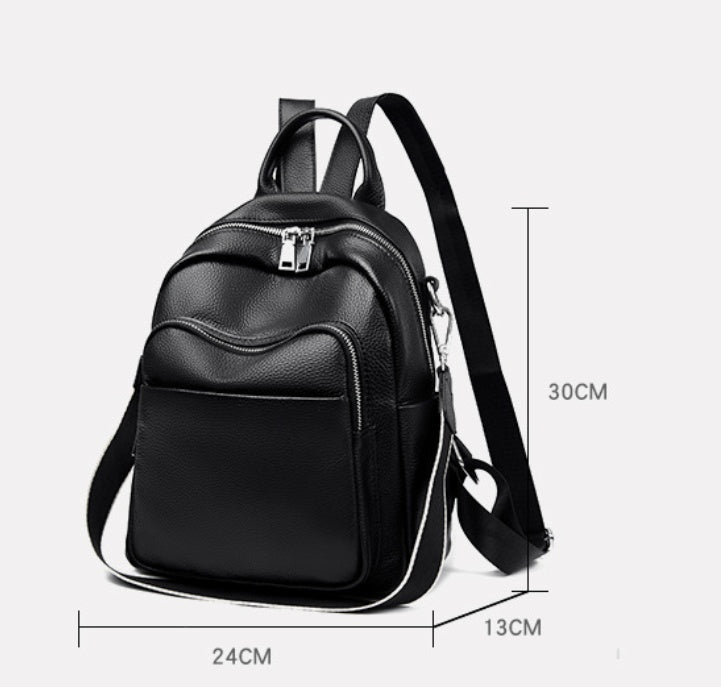 Leather Backpack Women's New First Layer Cowhide Simple All-match