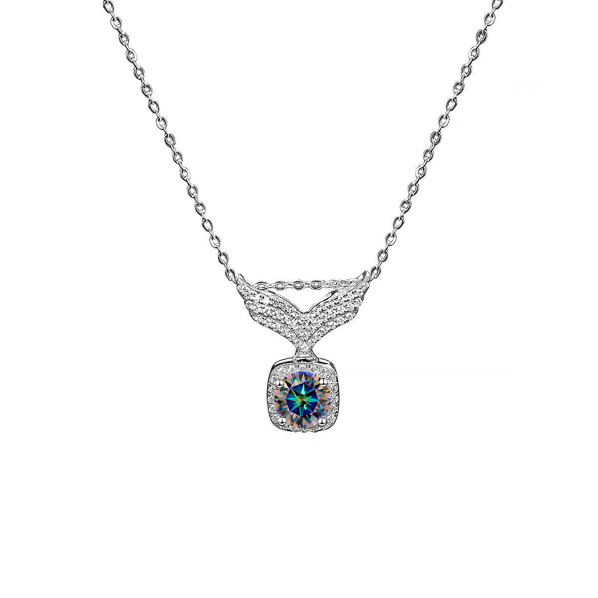 S925 Silver Angel Wings Moissanite Necklace