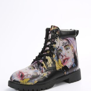 Botas Martin de moda con estampado multicolor para mujer