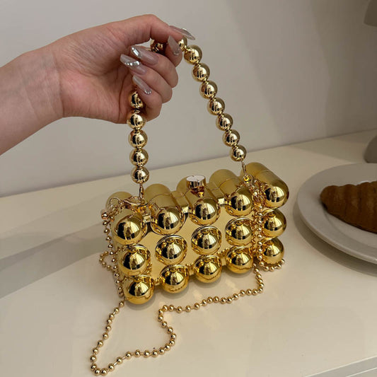 Bolso de cena de moda acrílico hecho a mano con perlas