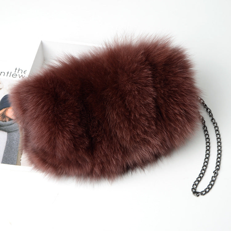 Fashion Fox Fur Warm Hand Warm Fox Fur Fur Women's Shoulder Chain Crossbody Bag