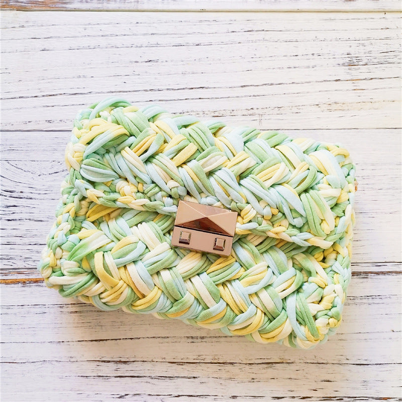 Handmade Crossbody Crochet Cloth Line Small Fragrance Knitting Bag