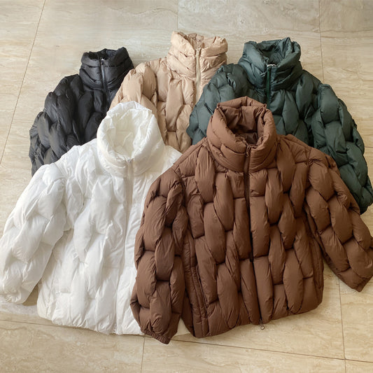 Plus Size Woven Twisted Down Cotton-padded Jacket