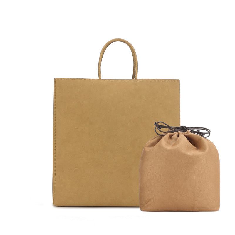 Kraft Paper Bag Leather Handbag