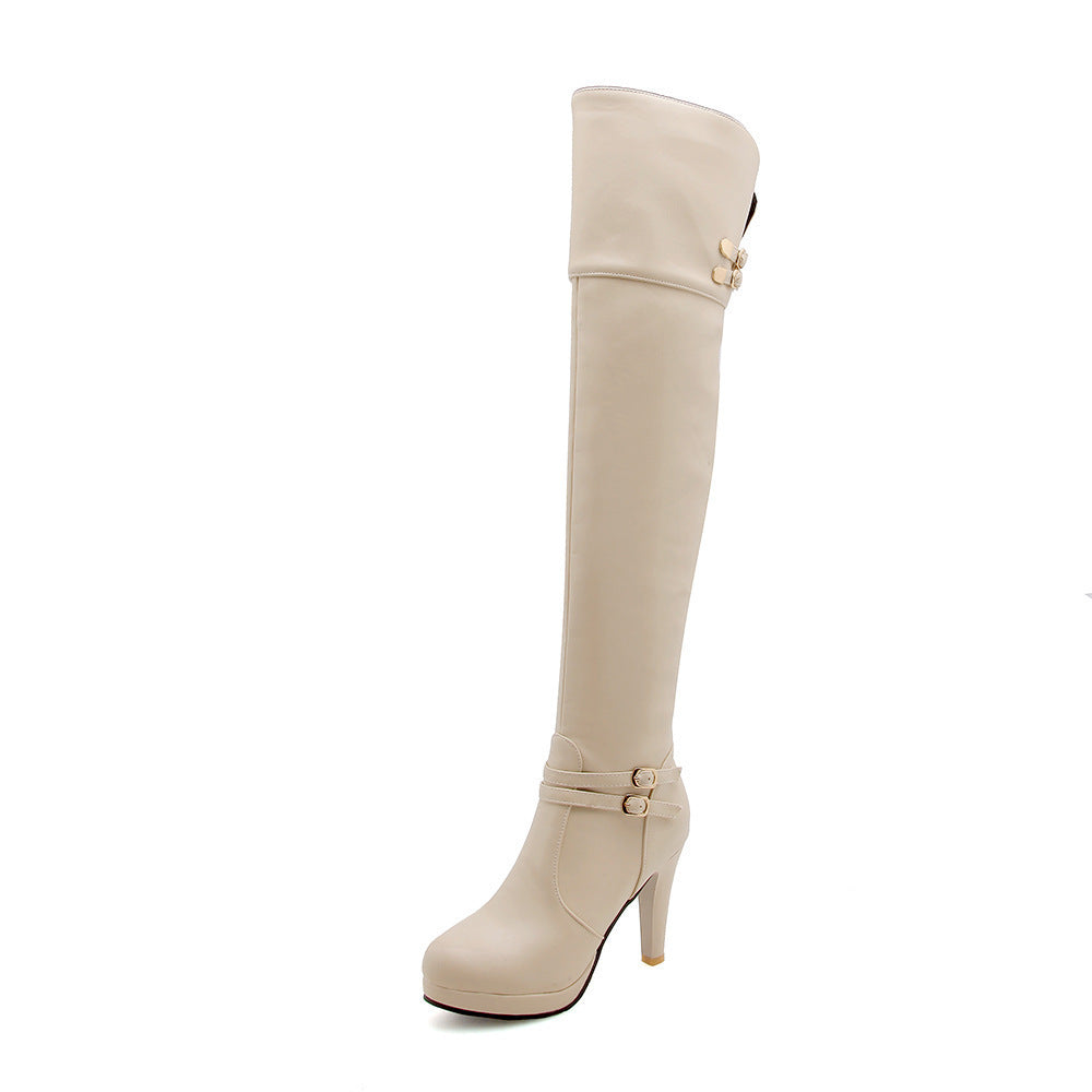 European And American Sexy Wine Cup Heel High Heel Waterproof Platform Plus Size Over The Knee Boots