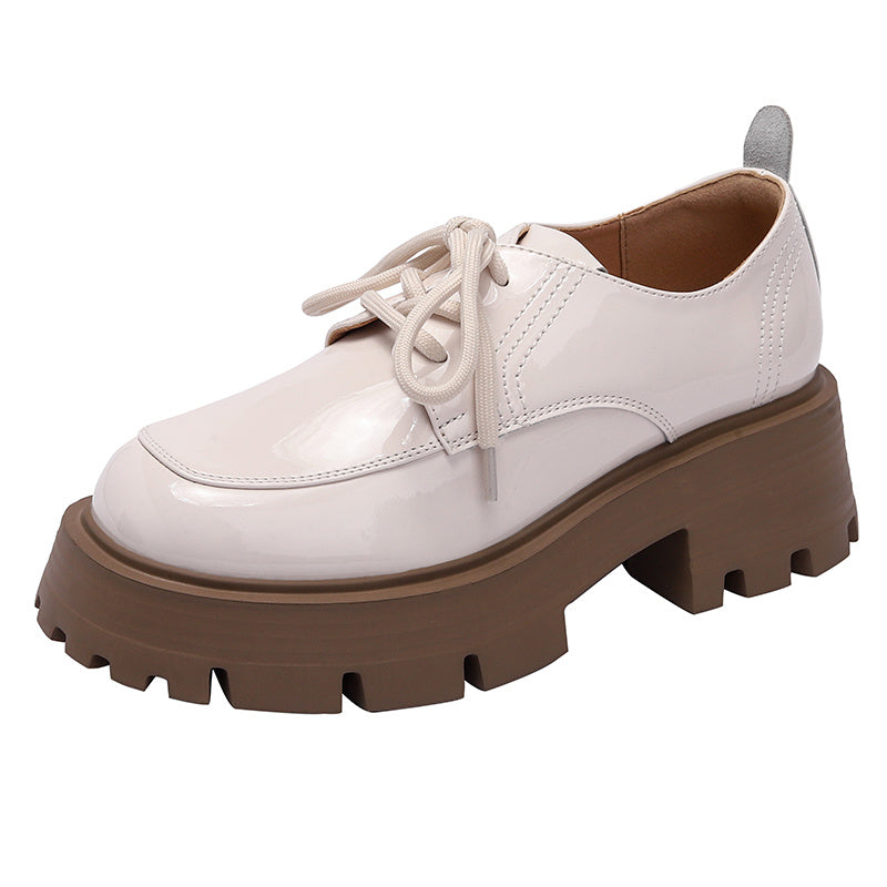 British Style Lace Up Small Leather Shoes For Women