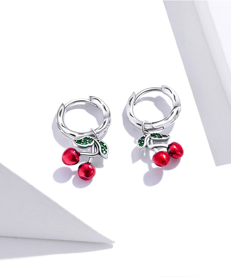 Boucles d'oreilles originales en argent S925 Sweet Cherry